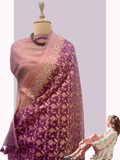 Nasik Magenta Cotton cutwork Saree