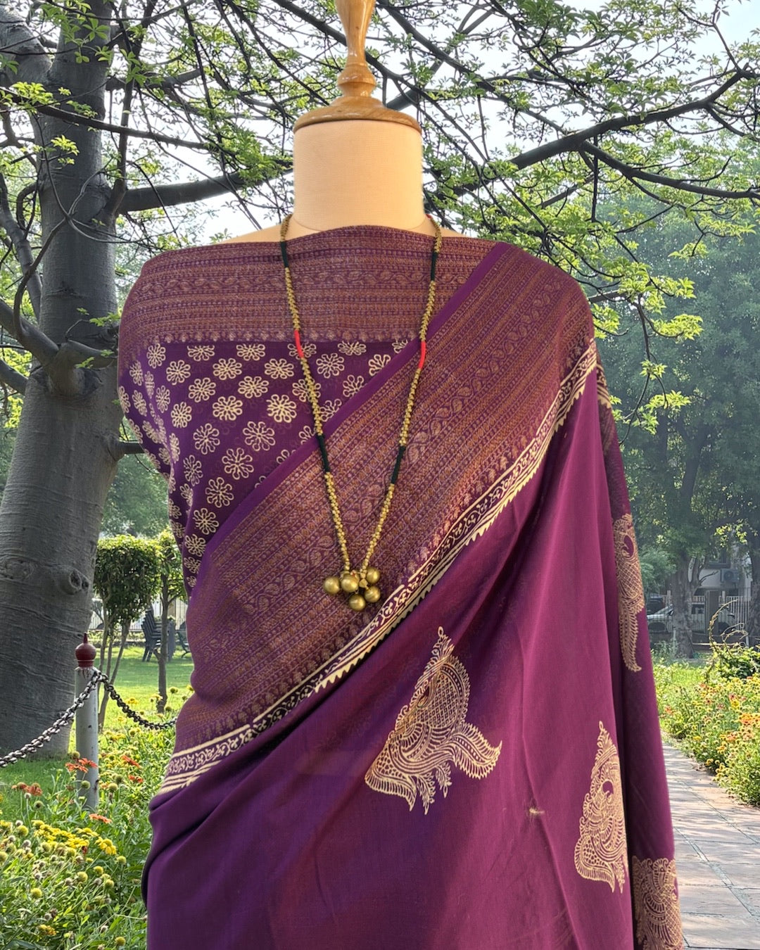 Mayura Purple Printed Cotton Saree