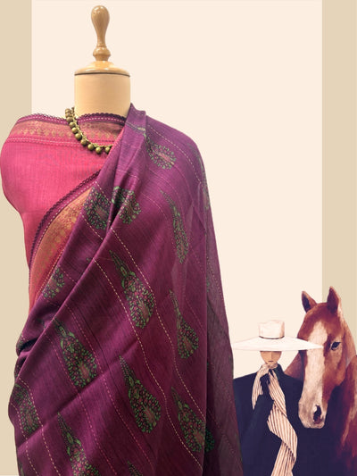 Kashish Wine Moonga Cotton Saree