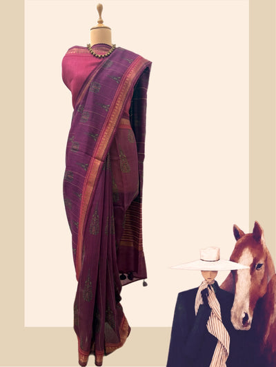 Kashish Wine Moonga Cotton Saree