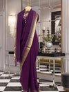 Chloe Wine Swarovski Chiffon Sari