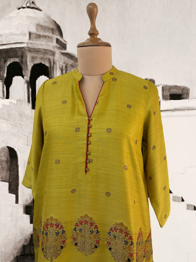 Yellow Floral Matka Georgette Kurta