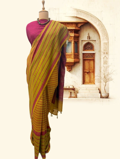 Phalguni Yellow Moonga Cotton Saree