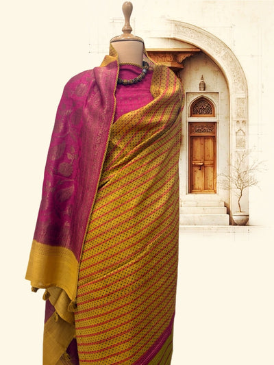 Phalguni Yellow Moonga Cotton Saree
