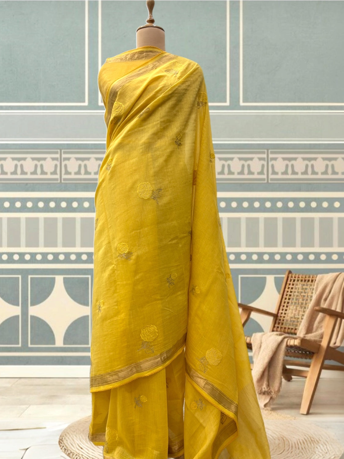 Florence Yellow Chanderi Cotton Sari