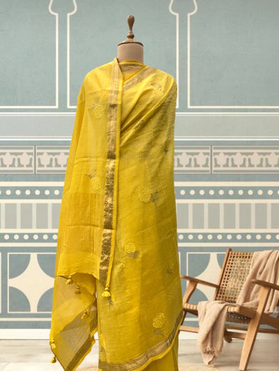 Florence Yellow Chanderi Cotton Sari