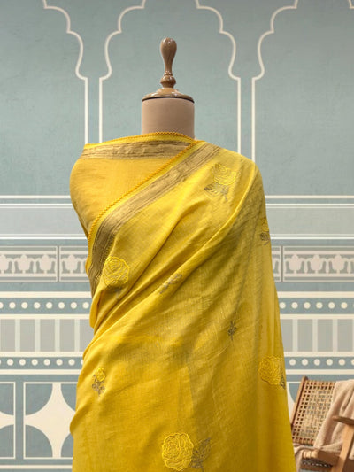 Florence Yellow Chanderi Cotton Sari