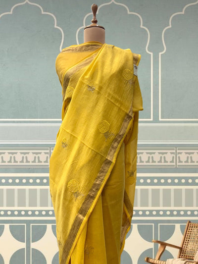 Florence Yellow Chanderi Cotton Sari