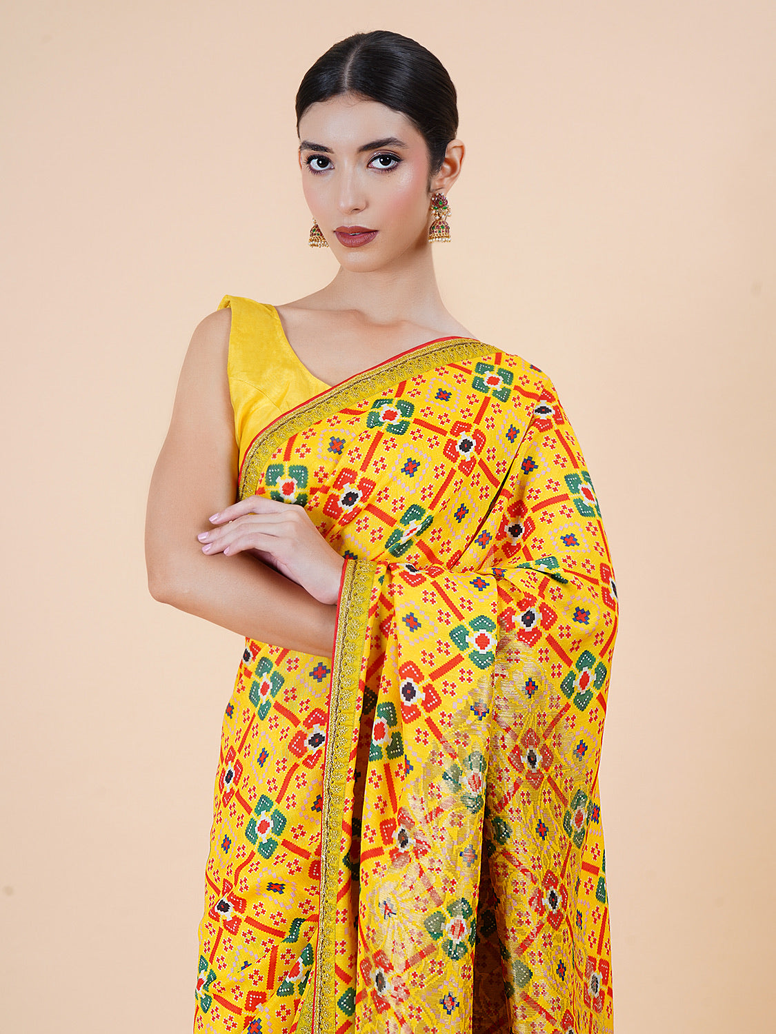 Nova Yellow Moonga Georgette Saree