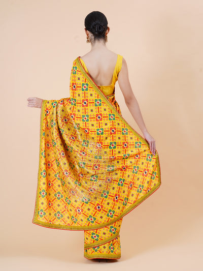 Nova Yellow Moonga Georgette Saree