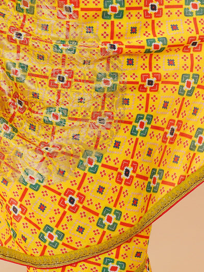 Nova Yellow Moonga Georgette Saree