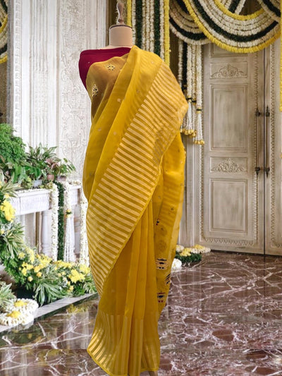 Crowning Glory Yellow Organza Saree
