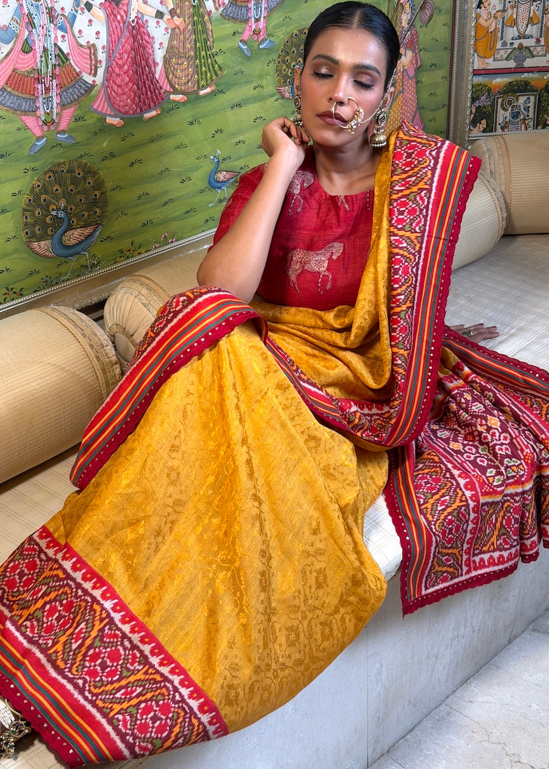 Rasika Yellow Moonga Saree
