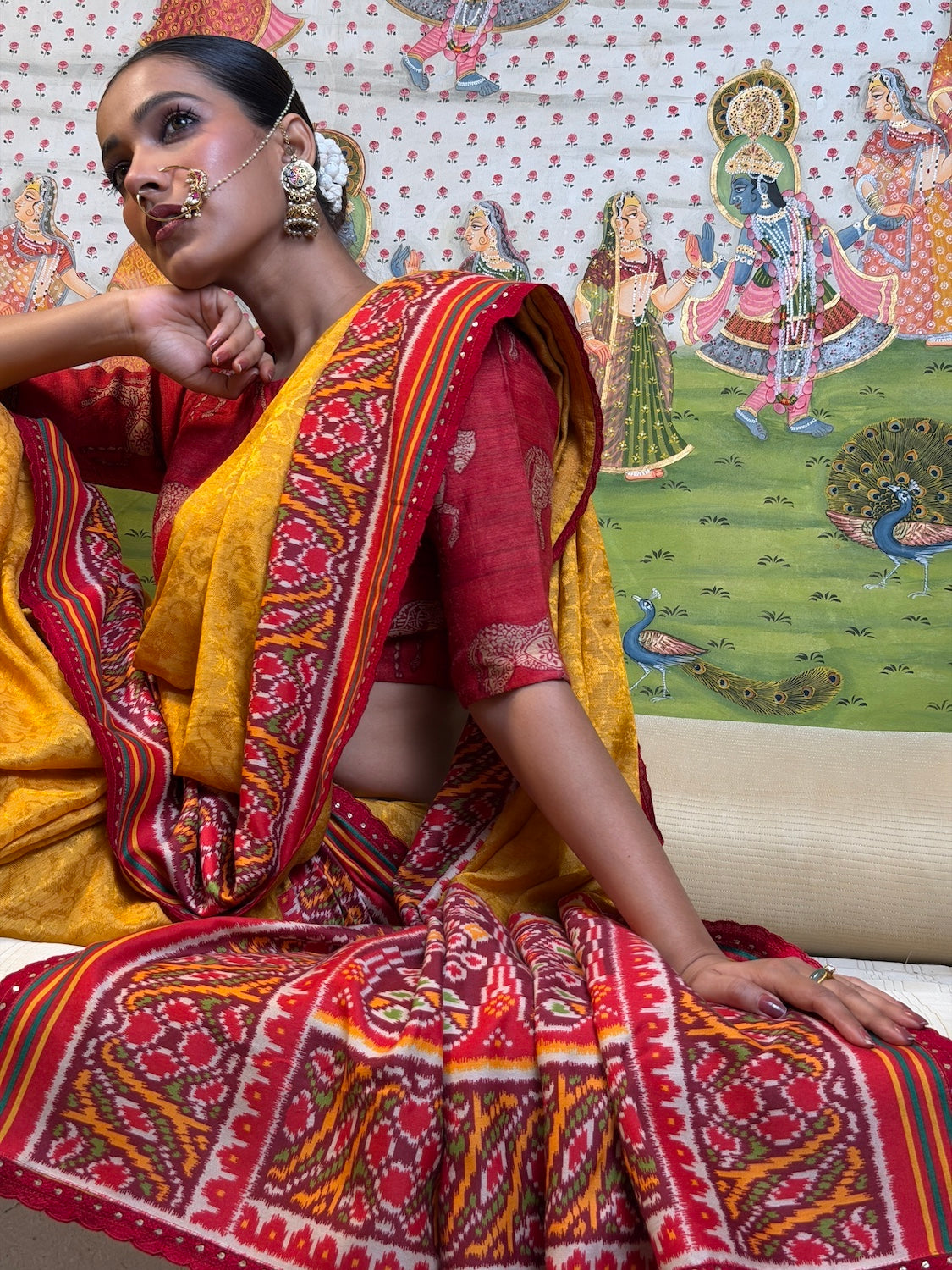 Rasika Yellow Moonga Saree