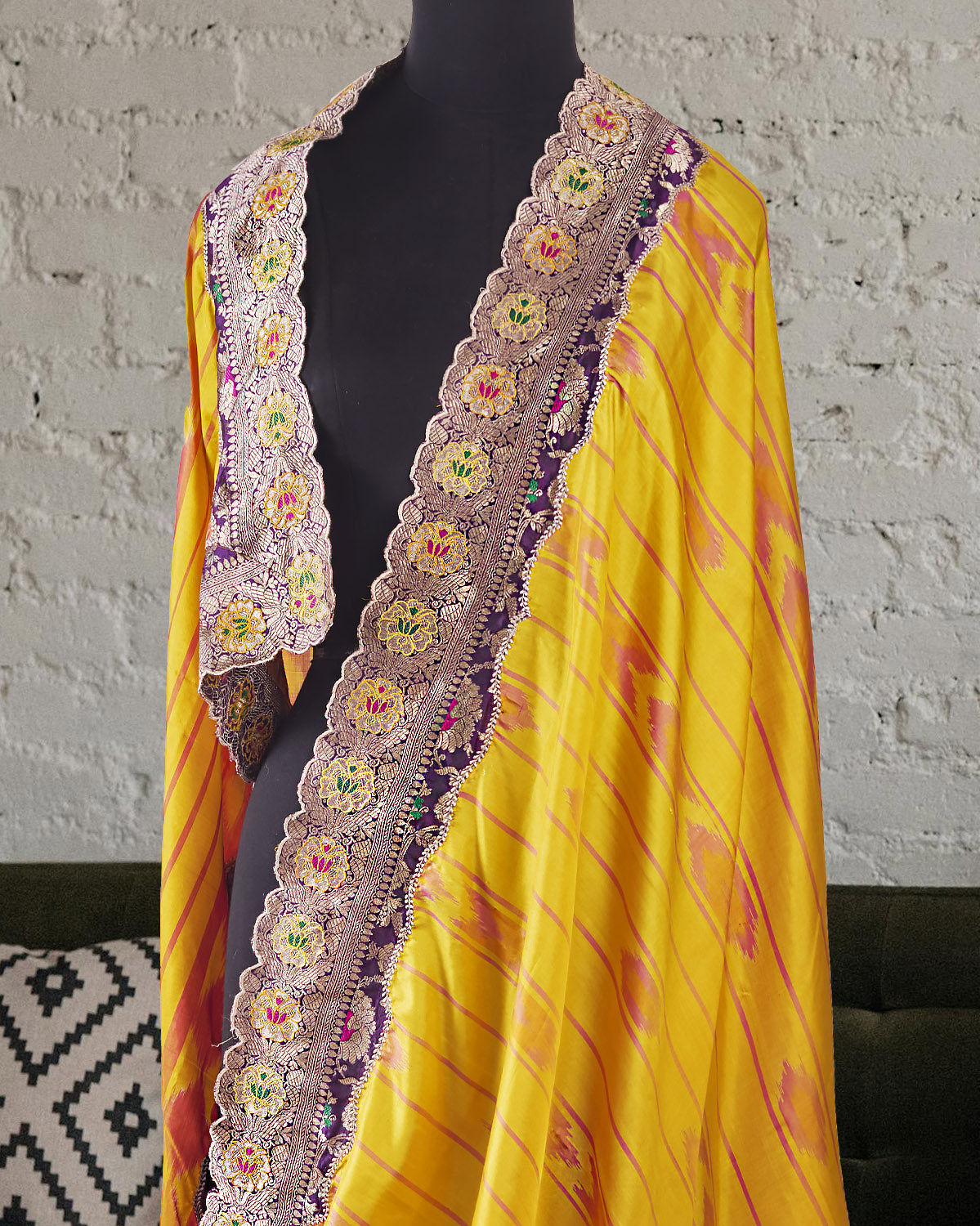 Nalgonda Yellow & Purple Patola Silk Saree