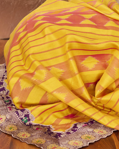 Nalgonda Yellow & Purple Patola Silk Saree