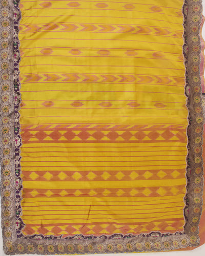 Nalgonda Yellow & Purple Patola Silk Saree
