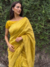 Canary Yellow Embroidered Saree