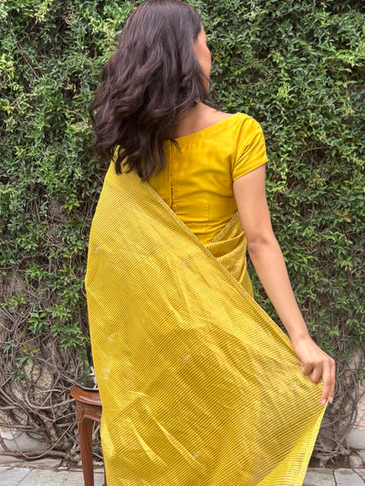 Canary Yellow Embroidered Saree