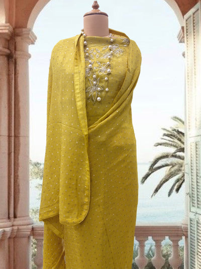 Sunkissed Yellow Tissue Crepe Sari