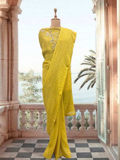 Sunkissed Yellow Tissue Crepe Sari