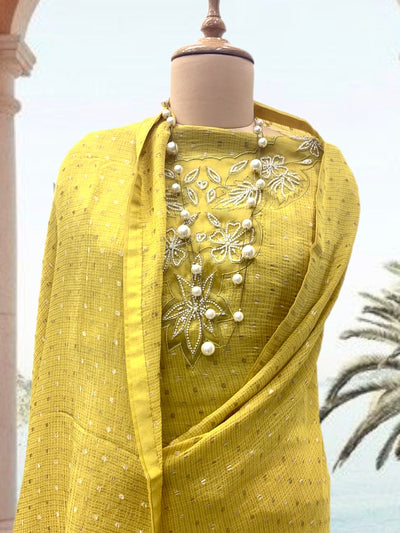 Sunkissed Yellow Tissue Crepe Sari
