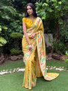 Jhula jhulan Yellow Tussar Georgette Saree