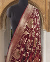 Sham-e-Avadh Maroon Khaddi Georgette Sari