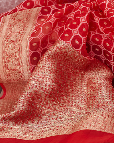 Mangla Gauri Red Organza Saree
