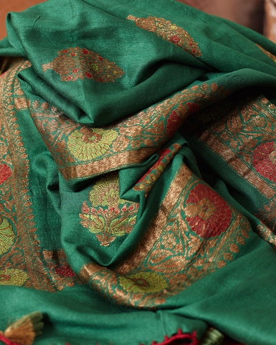 Kiara Emerald Green Matka Georgette Saree
