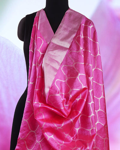 Wild Orchid Pink Chinya Silk Sari