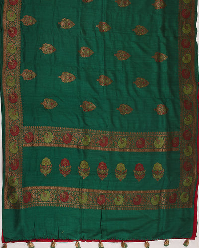 Kiara Emerald Green Matka Georgette Saree