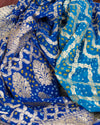 Jhalawar Blue & Firozi Bandhani khaddi georgette Saree