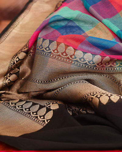 Off the beaten track Checks Jamdani Cotton Saree