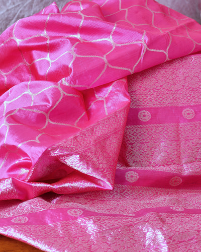 Wild Orchid Pink Chinya Silk Sari