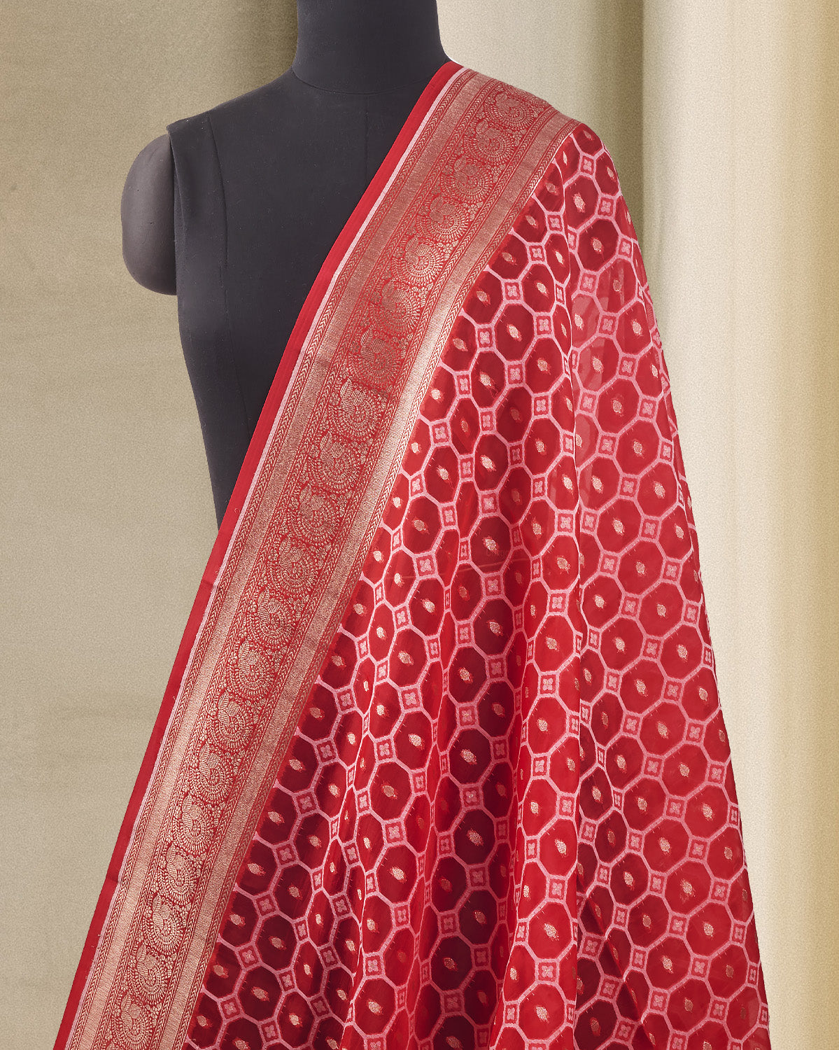 Mangla Gauri Red Organza Saree