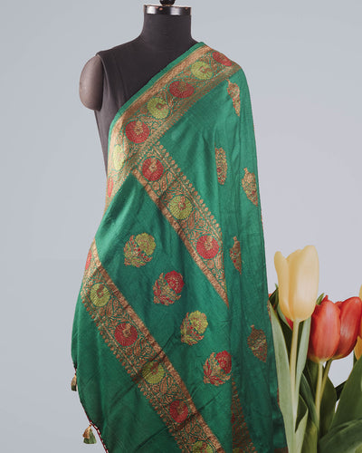 Kiara Emerald Green Matka Georgette Saree