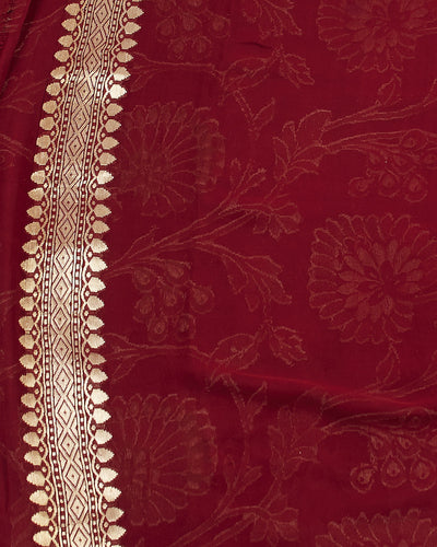 Sham-e-Avadh Maroon Khaddi Georgette Sari