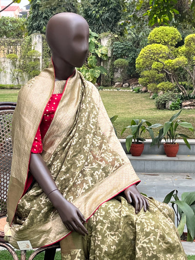 Mehendi Green Cotton Jamdani Saree