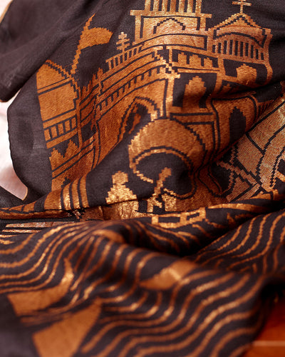 Dashashwamedh Ghat black Matka Georgette Saree