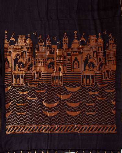 Dashashwamedh Ghat black Matka Georgette Saree