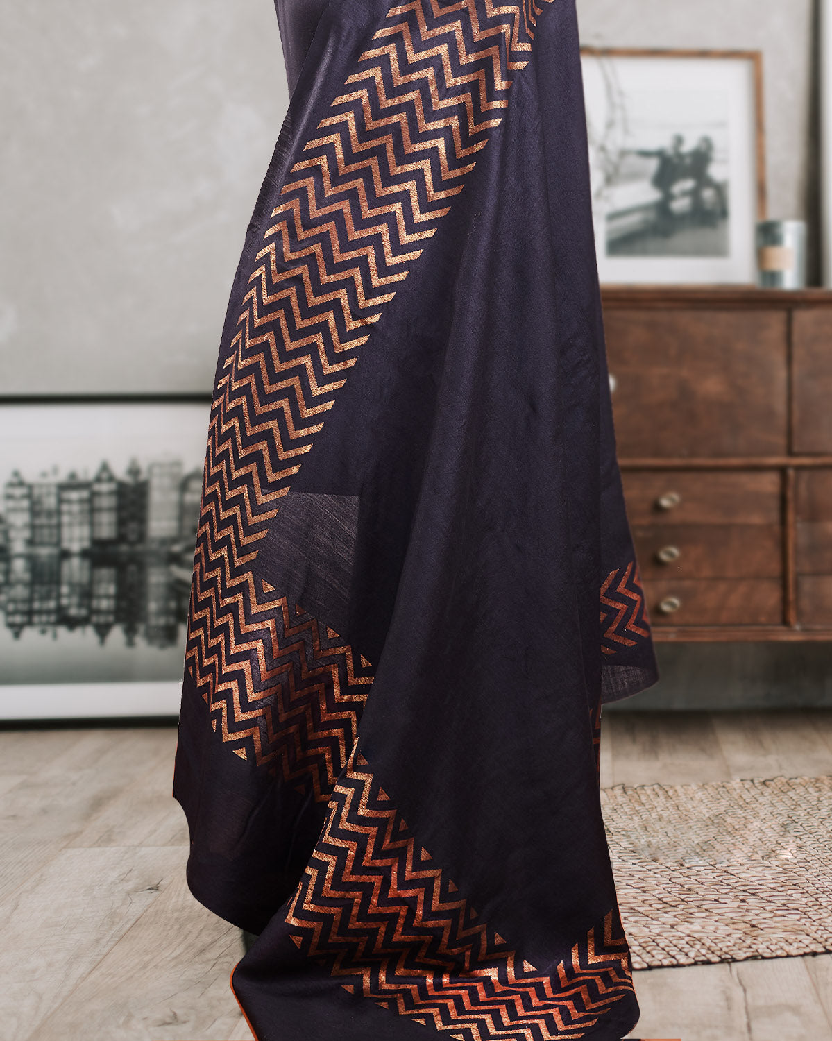 Noir Black Matka Georgette Border Saree