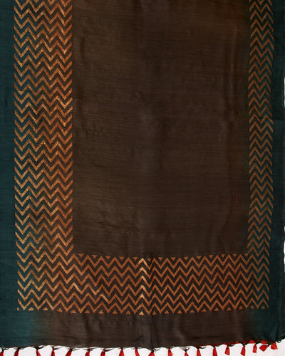 Juniper Green Matka Georgette Border Saree
