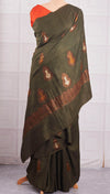 Vilolika Dark Olive Matka Georgette Saree