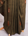 Vilolika Dark Olive Matka Georgette Saree