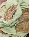 Pistachio Green Matka Georgette Border Saree