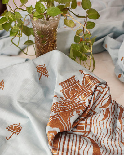 Ghats in Monsoon Matka Georgette Palla Saree