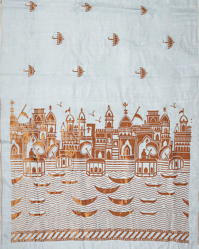 Ghats in Monsoon Matka Georgette Palla Saree
