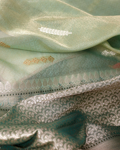 Rosemary Green kaduwa Banarasi Tissue Saree