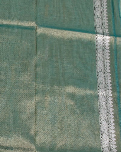 Rosemary Green kaduwa Banarasi Tissue Saree